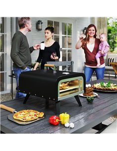 Outsunny Outdoor Tabletop Gas Pizza Oven with 12" Stone and Peel, Portable Pizza Oven Maker with Thermometer, Foldable Legs, Han 2