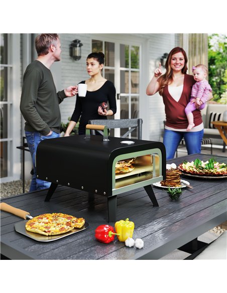 Outsunny Outdoor Tabletop Gas Pizza Oven with 12" Stone and Peel, Portable Pizza Oven Maker with Thermometer, Foldable Legs, Han - pic 155545 | FastDaddyshop
