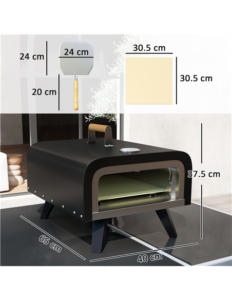 Outsunny Outdoor Tabletop Gas Pizza Oven with 12" Stone and Peel, Portable Pizza Oven Maker with Thermometer, Foldable Legs, Han - pic 155546 | FastDaddyshop