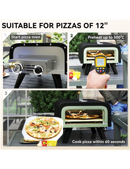 Outsunny Outdoor Tabletop Gas Pizza Oven with 12" Stone and Peel, Portable Pizza Oven Maker with Thermometer, Foldable Legs, Han - pic 155547 | FastDaddyshop