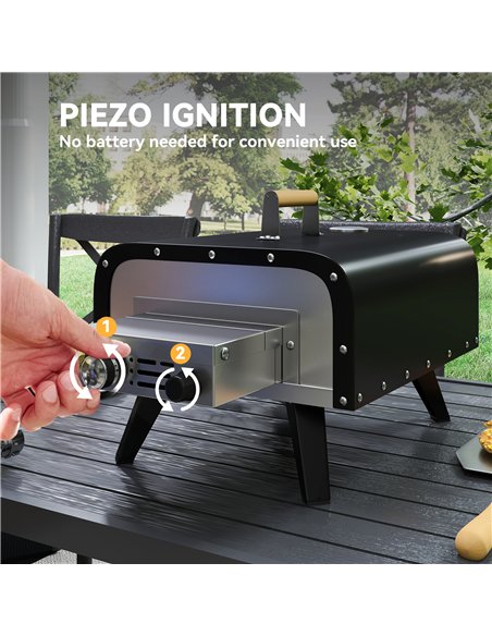 Outsunny Outdoor Tabletop Gas Pizza Oven with 12" Stone and Peel, Portable Pizza Oven Maker with Thermometer, Foldable Legs, Han - pic 155548 | FastDaddyshop