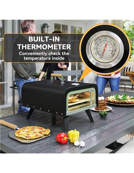 Outsunny Outdoor Tabletop Gas Pizza Oven with 12" Stone and Peel, Portable Pizza Oven Maker with Thermometer, Foldable Legs, Han - pic 155549 | FastDaddyshop