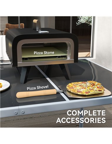 Outsunny Outdoor Tabletop Gas Pizza Oven with 12" Stone and Peel, Portable Pizza Oven Maker with Thermometer, Foldable Legs, Han