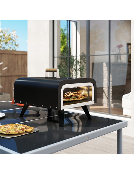 Outsunny Outdoor Tabletop Gas Pizza Oven with 12" Stone and Peel, Portable Pizza Oven Maker with Thermometer, Foldable Legs, Han - pic 155552 | FastDaddyshop
