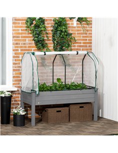 Outsunny Raised Garden Bed Outdoor Elevated Wood Planter Box w/ PE Cover, Dark Grey 2