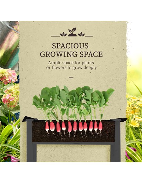 Outsunny Raised Garden Bed Outdoor Elevated Wood Planter Box w/ PE Cover, Dark Grey - pic 155559 | FastDaddyshop