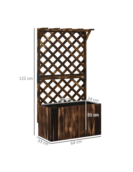 Outsunny Wooden Planter with Trellis, Freestanding Raised Garden Bed with Drainage Holes, Outdoor Planter Box with Liner for Veg - pic 155564 | FastDaddyshop