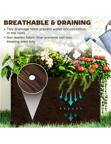 Outsunny Wooden Planter with Trellis, Freestanding Raised Garden Bed with Drainage Holes, Outdoor Planter Box with Liner for Veg - pic 155566 | FastDaddyshop