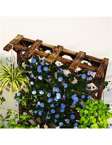 Outsunny Wooden Planter with Trellis, Freestanding Raised Garden Bed with Drainage Holes, Outdoor Planter Box with Liner for Veg