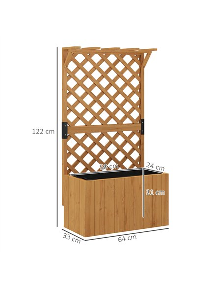 Outsunny Wooden Planter with Trellis, Freestanding Raised Garden Bed with Drainage Holes, Outdoor Planter Box with Liner for Veg - pic 155573 | FastDaddyshop