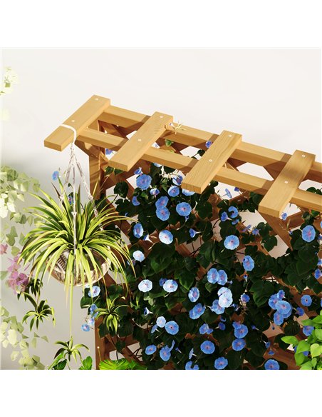 Outsunny Wooden Planter with Trellis, Freestanding Raised Garden Bed with Drainage Holes, Outdoor Planter Box with Liner for Veg - pic 155579 | FastDaddyshop