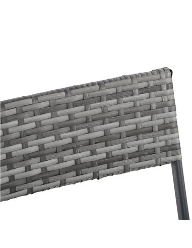 Outsunny 3 Pieces Outdoor PE Rattan Bistro Set with Glass Top Table and Chairs, Grey