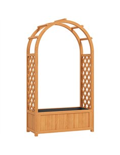Outsunny Wooden Raised Garden Bed with Trellis, Liner, Drainage Holes, for Vine Climbing Plants, Flowers, 83 x 36 x 145 cm