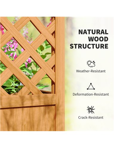 Outsunny Wooden Raised Garden Bed with Trellis, Liner, Drainage Holes, for Vine Climbing Plants, Flowers, 83 x 36 x 145 cm