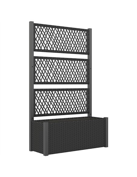 Outsunny Garden Planter Box with Trellis, Liner for Climbing Plants, Vegetables, Flowers, 90 x 35 x 148 cm, Charcoal Grey - pic 155589 | FastDaddyshop