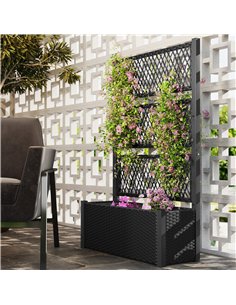 Outsunny Garden Planter Box with Trellis, Liner for Climbing Plants, Vegetables, Flowers, 90 x 35 x 148 cm, Charcoal Grey 2
