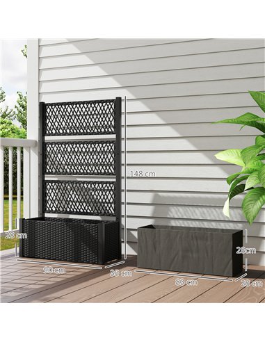 Outsunny Garden Planter Box with Trellis, Liner for Climbing Plants, Vegetables, Flowers, 90 x 35 x 148 cm, Charcoal Grey