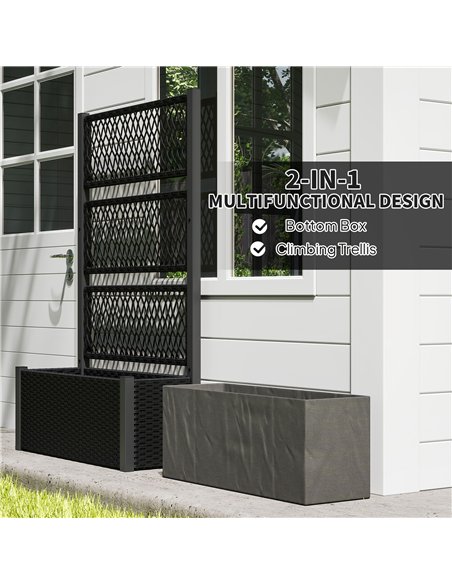 Outsunny Garden Planter Box with Trellis, Liner for Climbing Plants, Vegetables, Flowers, 90 x 35 x 148 cm, Charcoal Grey - pic 155593 | FastDaddyshop
