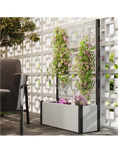 Outsunny Garden Planter Box with Trellis, Liner for Climbing Plants, Vegetables, Flowers, 90 x 35 x 148 cm, Mixed-grey