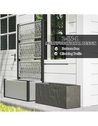 Outsunny Garden Planter Box with Trellis, Liner for Climbing Plants, Vegetables, Flowers, 90 x 35 x 148 cm, Mixed-grey