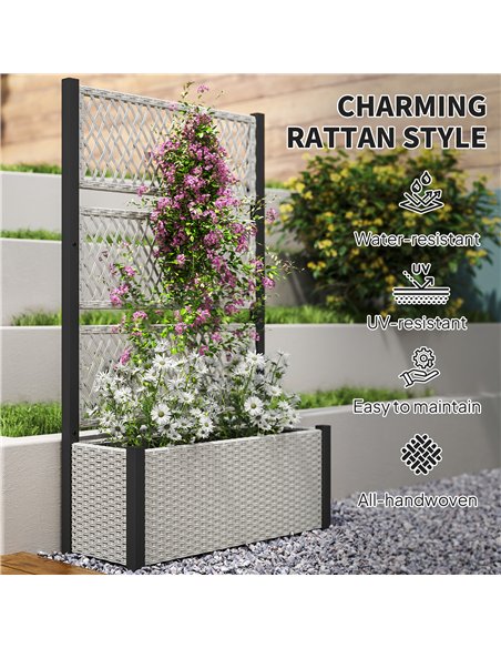 Outsunny Garden Planter Box with Trellis, Liner for Climbing Plants, Vegetables, Flowers, 90 x 35 x 148 cm, Mixed-grey - pic 155604 | FastDaddyshop