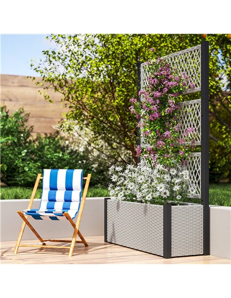 Outsunny Garden Planter Box with Trellis, Liner for Climbing Plants, Vegetables, Flowers, 90 x 35 x 148 cm, Mixed-grey - pic 155605 | FastDaddyshop