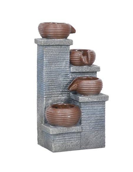Outsunny Solar Powered Garden Water Feature with LED Lights and Pump, 4 Tier Cascading Water Fountain for Indoor/Outdoor, Bowls  - pic 155607 | FastDaddyshop
