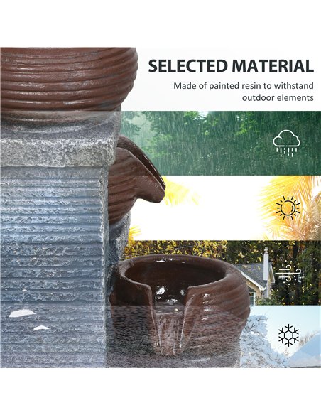 Outsunny Solar Powered Garden Water Feature with LED Lights and Pump, 4 Tier Cascading Water Fountain for Indoor/Outdoor, Bowls  - pic 155613 | FastDaddyshop