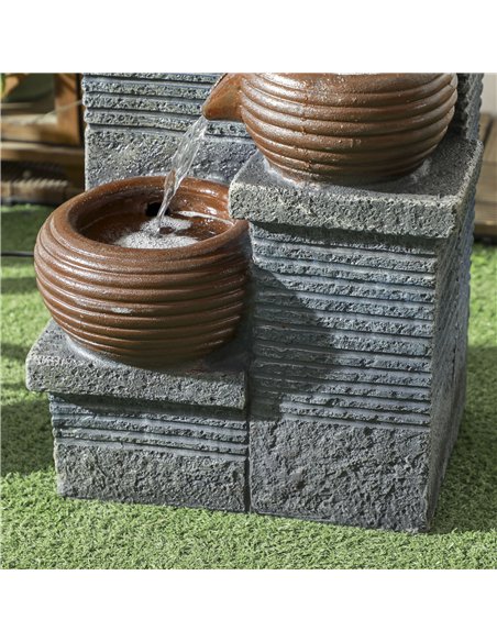 Outsunny Solar Powered Garden Water Feature with LED Lights and Pump, 4 Tier Cascading Water Fountain for Indoor/Outdoor, Bowls  - pic 155614 | FastDaddyshop