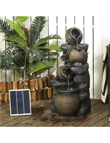 Outsunny Solar Powered Garden Water Feature with LED Lights and Pump, 4 Tier Cascading Water Fountain for Indoor/Outdoor, Jars W - pic 155617 | FastDaddyshop