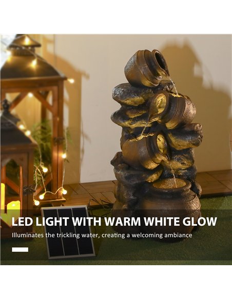 Outsunny Solar Powered Garden Water Feature with LED Lights and Pump, 4 Tier Cascading Water Fountain for Indoor/Outdoor, Jars W - pic 155619 | FastDaddyshop