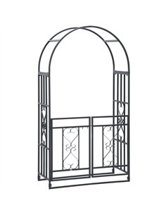 Outsunny Outdoor Garden Arch with Double Gates, Metal Garden Arbor for Climbing Plants, Roses, Vines, Wedding Arch for Outdoor, 