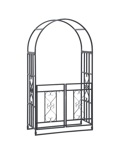Outsunny Outdoor Garden Arch with Double Gates, Metal Garden Arbor for Climbing Plants, Roses, Vines, Wedding Arch for Outdoor,  - pic 155625 | FastDaddyshop