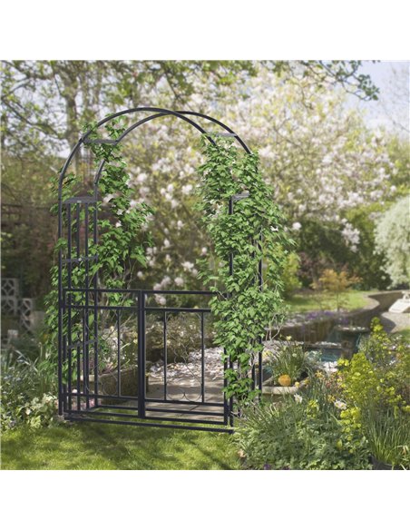 Outsunny Outdoor Garden Arch with Double Gates, Metal Garden Arbor for Climbing Plants, Roses, Vines, Wedding Arch for Outdoor,  - pic 155626 | FastDaddyshop
