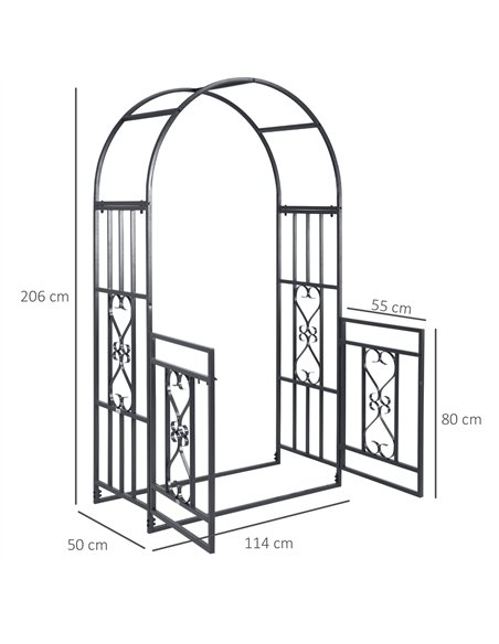 Outsunny Outdoor Garden Arch with Double Gates, Metal Garden Arbor for Climbing Plants, Roses, Vines, Wedding Arch for Outdoor,  - pic 155627 | FastDaddyshop