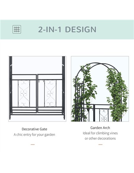 Outsunny Outdoor Garden Arch with Double Gates, Metal Garden Arbor for Climbing Plants, Roses, Vines, Wedding Arch for Outdoor,  - pic 155628 | FastDaddyshop