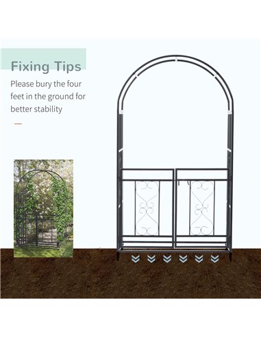 Outsunny Outdoor Garden Arch with Double Gates, Metal Garden Arbor for Climbing Plants, Roses, Vines, Wedding Arch for Outdoor, 