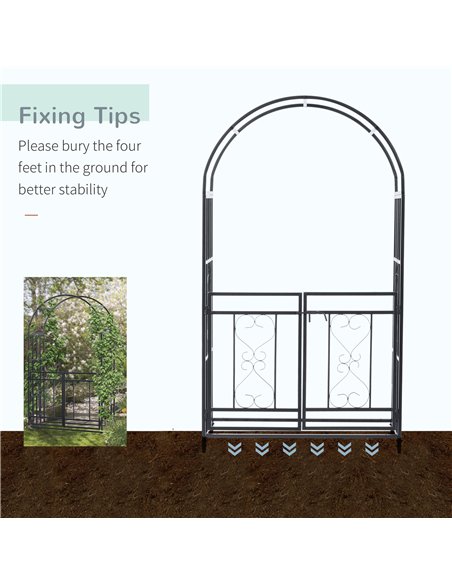 Outsunny Outdoor Garden Arch with Double Gates, Metal Garden Arbor for Climbing Plants, Roses, Vines, Wedding Arch for Outdoor,  - pic 155629 | FastDaddyshop