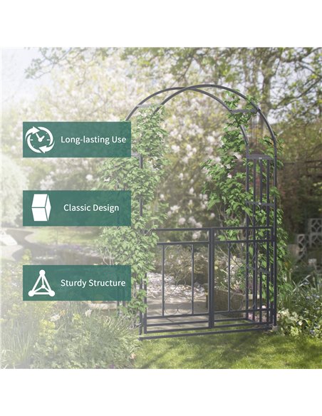 Outsunny Outdoor Garden Arch with Double Gates, Metal Garden Arbor for Climbing Plants, Roses, Vines, Wedding Arch for Outdoor,  - pic 155630 | FastDaddyshop