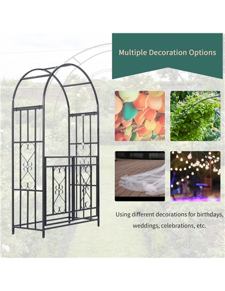Outsunny Outdoor Garden Arch with Double Gates, Metal Garden Arbor for Climbing Plants, Roses, Vines, Wedding Arch for Outdoor,  - pic 155631 | FastDaddyshop