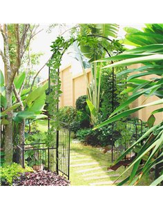 Outsunny Metal Garden Arbor Arch with Double Doors, 2 Side Planter Baskets, Climbing Vine Frame, Black 2