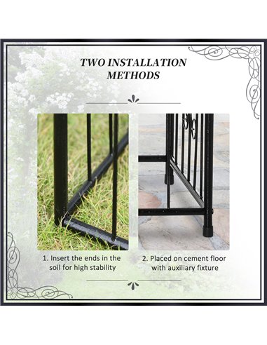 Outsunny Metal Garden Arbor Arch with Double Doors, 2 Side Planter Baskets, Climbing Vine Frame, Black