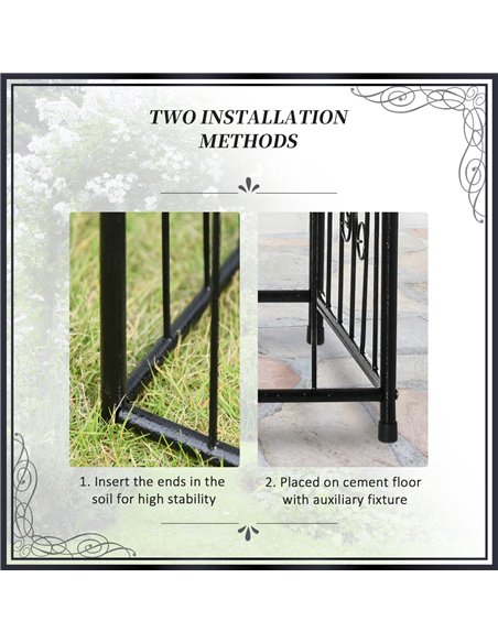 Outsunny Metal Garden Arbor Arch with Double Doors, 2 Side Planter Baskets, Climbing Vine Frame, Black - pic 155640 | FastDaddyshop