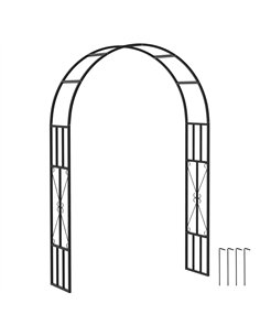 Outsunny Steel Garden Arch, 2.2m High x 1.5m Wide Metal Garden Trellis for Climbing Plants Roses Wisteria Vines, Outdoor Wedding