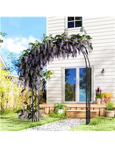 Outsunny Steel Garden Arch, 2.2m High x 1.5m Wide Metal Garden Trellis for Climbing Plants Roses Wisteria Vines, Outdoor Wedding 2