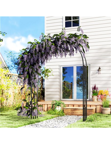 Outsunny Steel Garden Arch, 2.2m High x 1.5m Wide Metal Garden Trellis for Climbing Plants Roses Wisteria Vines, Outdoor Wedding - pic 155644 | FastDaddyshop