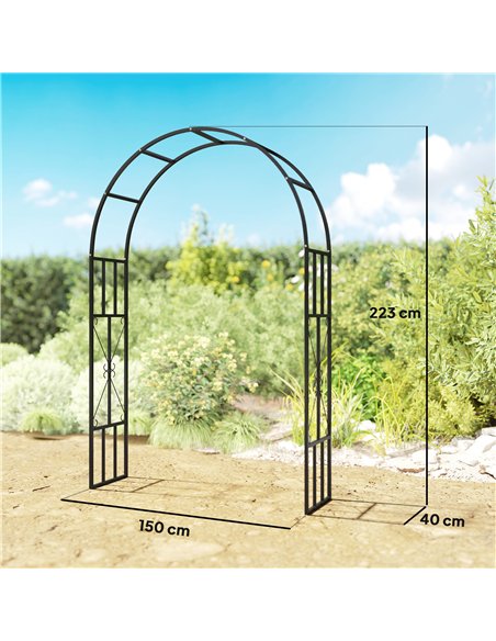 Outsunny Steel Garden Arch, 2.2m High x 1.5m Wide Metal Garden Trellis for Climbing Plants Roses Wisteria Vines, Outdoor Wedding - pic 155645 | FastDaddyshop