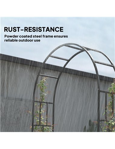 Outsunny Steel Garden Arch, 2.2m High x 1.5m Wide Metal Garden Trellis for Climbing Plants Roses Wisteria Vines, Outdoor Wedding