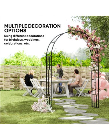 Outsunny Steel Garden Arch, 2.2m High x 1.5m Wide Metal Garden Trellis for Climbing Plants Roses Wisteria Vines, Outdoor Wedding