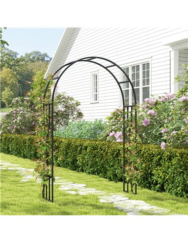 Outsunny Steel Garden Arch, 2.2m High x 1.5m Wide Metal Garden Trellis for Climbing Plants Roses Wisteria Vines, Outdoor Wedding